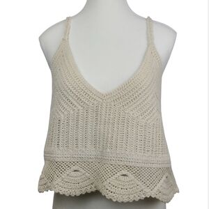 H&M Cream Crochet Crop Tank Top NWT Boho Beach Resortwear Size L